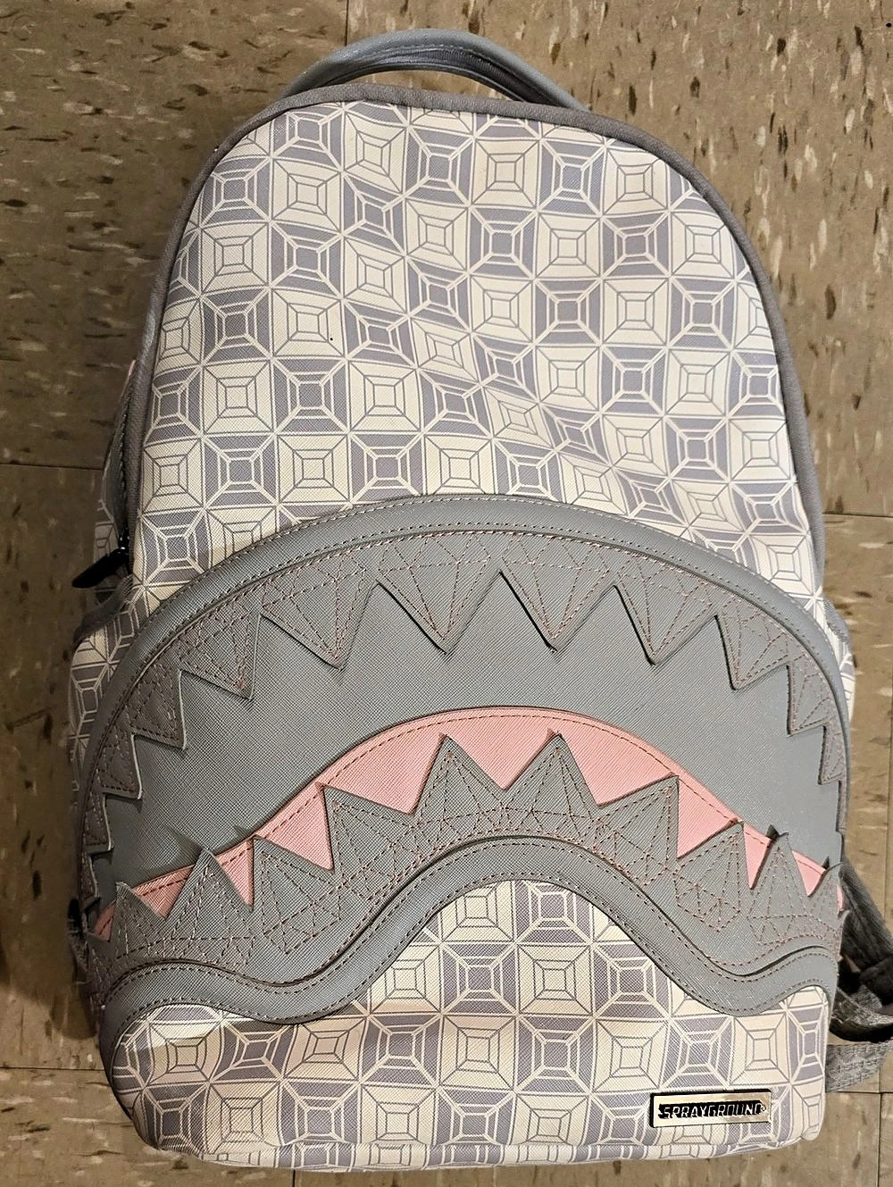 Sprayground Shark Central Greytone Backpack Gray & Pink